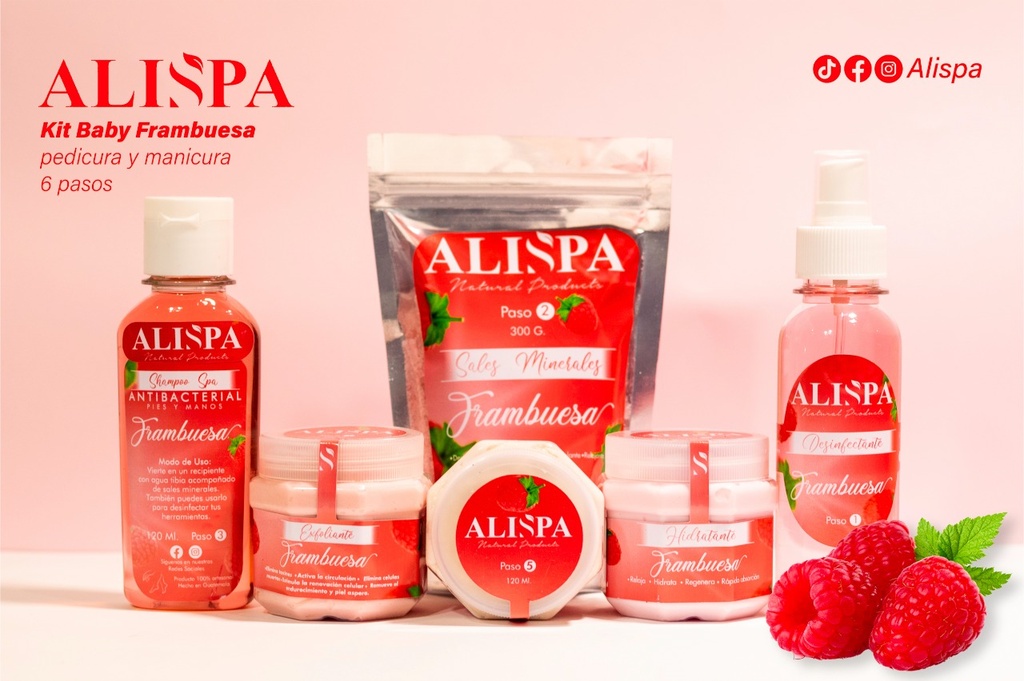 ALISPA kit baby frambuesa pedicure y manicure 6 pasos
